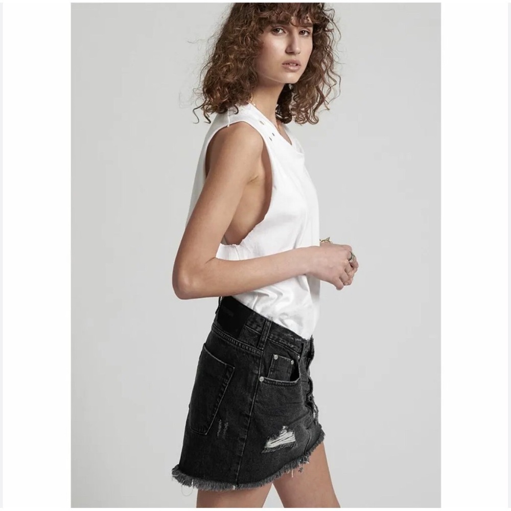 One Teaspoon Junkyard Black Denim Skirt Size 28